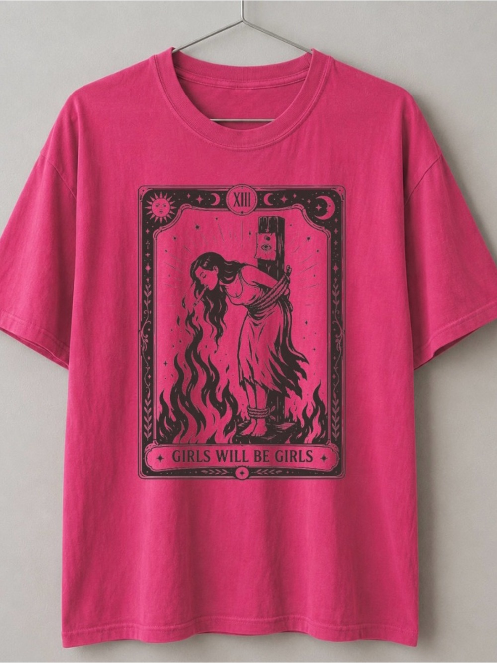 Girls Will Be Girls Witch Empowerment Tarot Card Graphic Tee - Gildan 5000